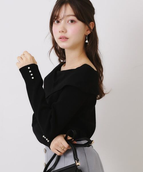 Couture Brooch / クチュールブローチ ニット・セーター | 【華奢見え・フェミニン】変形カラーリブニット | 詳細21