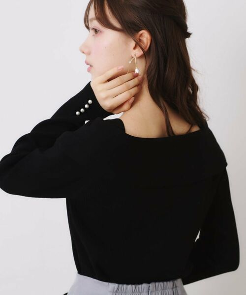 Couture Brooch / クチュールブローチ ニット・セーター | 【華奢見え・フェミニン】変形カラーリブニット | 詳細22