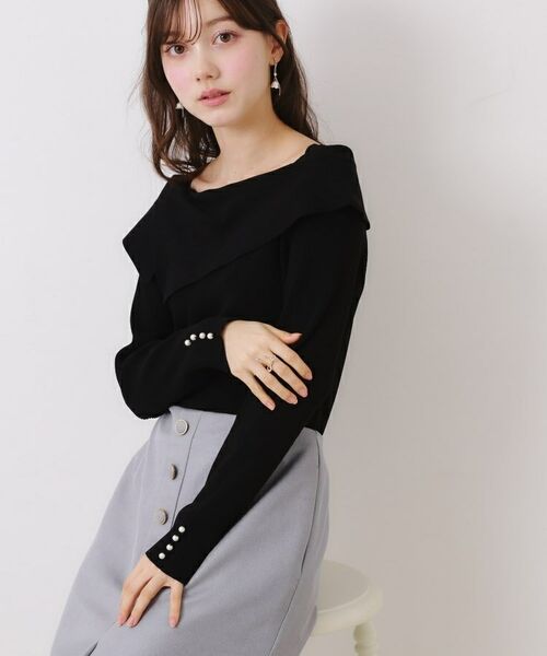 Couture Brooch / クチュールブローチ ニット・セーター | 【華奢見え・フェミニン】変形カラーリブニット | 詳細23