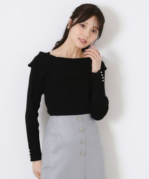 Couture Brooch / クチュールブローチ ニット・セーター | 【華奢見え・フェミニン】変形カラーリブニット | 詳細24