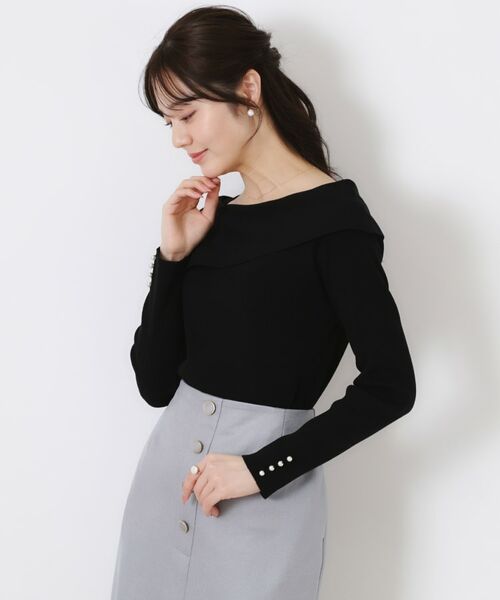 Couture Brooch / クチュールブローチ ニット・セーター | 【華奢見え・フェミニン】変形カラーリブニット | 詳細25