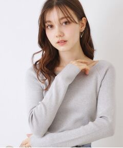 Couture Brooch / クチュールブローチ ニット・セーター | ラメ混ボートネックリブニットプルオーバー