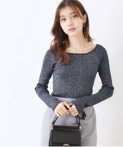 Couture Brooch / クチュールブローチ ニット・セーター | ラメ混ボートネックリブニットプルオーバー