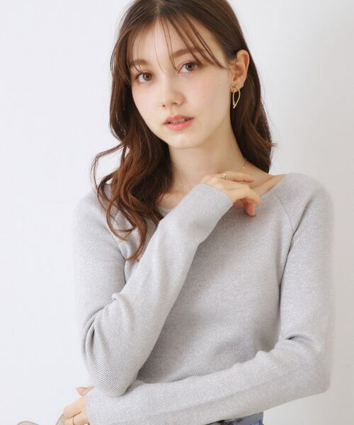 Couture Brooch / クチュールブローチ ニット・セーター | ラメ混ボートネックリブニットプルオーバー | 詳細11