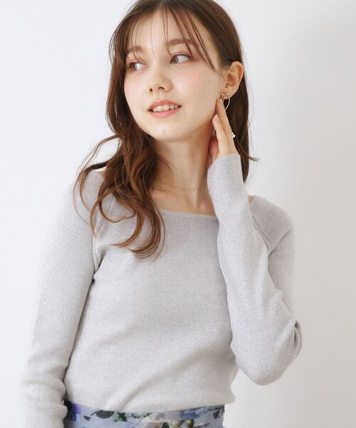 Couture Brooch / クチュールブローチ ニット・セーター | ラメ混ボートネックリブニットプルオーバー | 詳細12