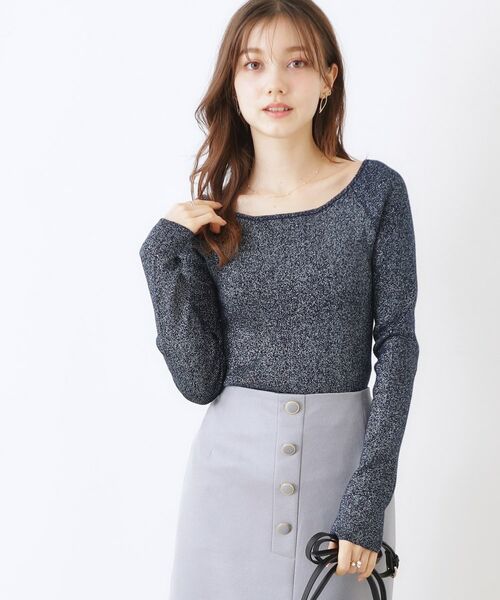 Couture Brooch / クチュールブローチ ニット・セーター | ラメ混ボートネックリブニットプルオーバー | 詳細24