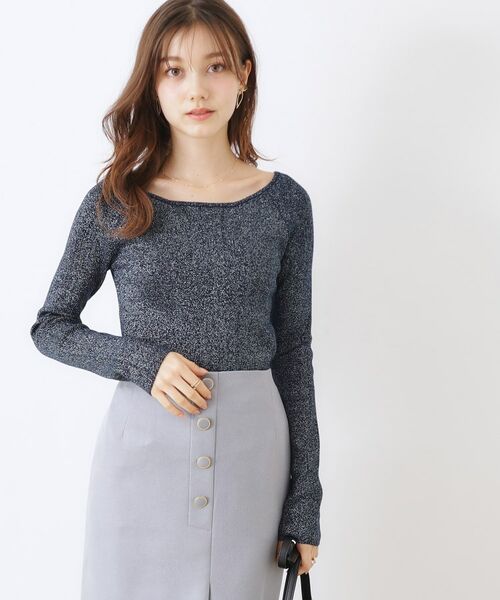 Couture Brooch / クチュールブローチ ニット・セーター | ラメ混ボートネックリブニットプルオーバー | 詳細25