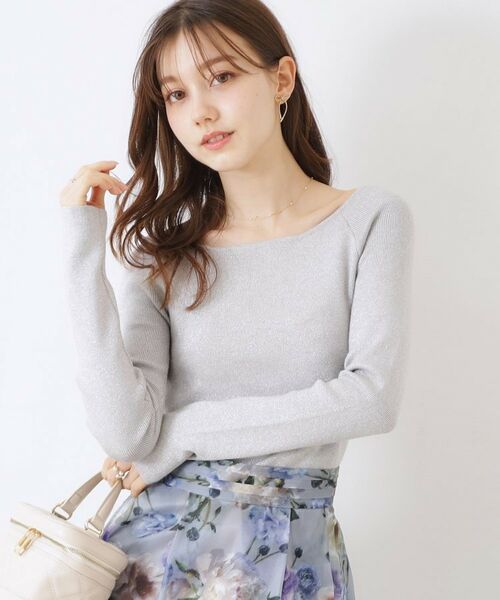 Couture Brooch / クチュールブローチ ニット・セーター | ラメ混ボートネックリブニットプルオーバー | 詳細7