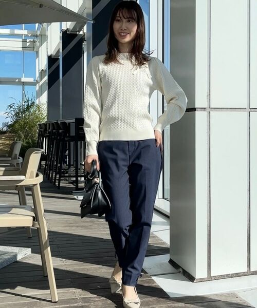 Couture Brooch / クチュールブローチ ニット・セーター | 【きれいめカジュアル/通勤】細ケーブルリボン刺繍ロゴニット | 詳細12