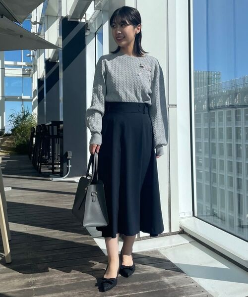 Couture Brooch / クチュールブローチ ニット・セーター | 【きれいめカジュアル/通勤】細ケーブルリボン刺繍ロゴニット | 詳細24