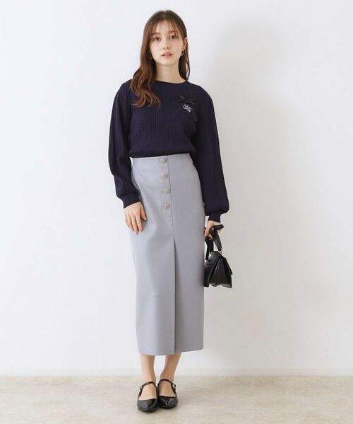 Couture Brooch / クチュールブローチ ニット・セーター | 【きれいめカジュアル/通勤】細ケーブルリボン刺繍ロゴニット | 詳細28