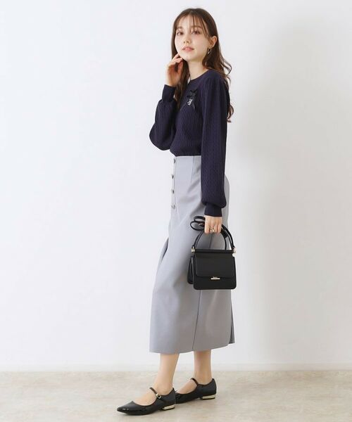 Couture Brooch / クチュールブローチ ニット・セーター | 【きれいめカジュアル/通勤】細ケーブルリボン刺繍ロゴニット | 詳細29