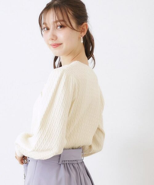 Couture Brooch / クチュールブローチ ニット・セーター | 【きれいめカジュアル/通勤】細ケーブルリボン刺繍ロゴニット | 詳細6