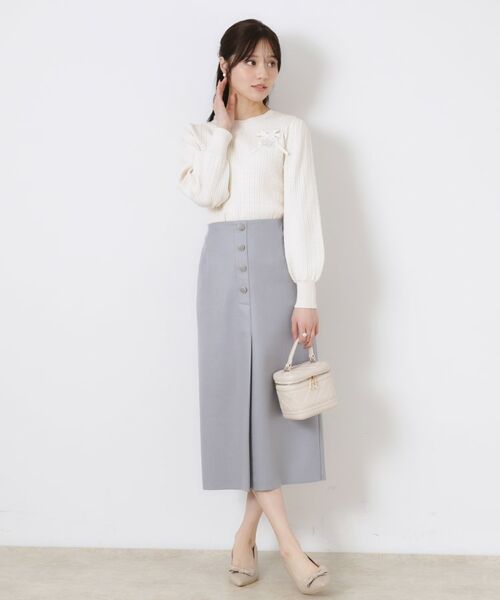 Couture Brooch / クチュールブローチ ニット・セーター | 【きれいめカジュアル/通勤】細ケーブルリボン刺繍ロゴニット | 詳細9