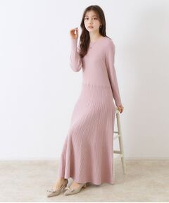 Couture Brooch / クチュールブローチ ロング・マキシ丈ワンピース | 【上品な落ち感・美シルエット】アイレットリブデザインニットワンピース