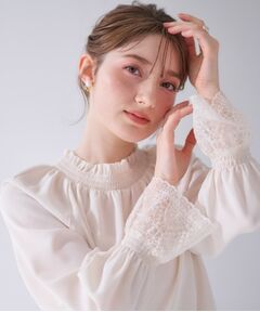 Couture Brooch / クチュールブローチ シャツ・ブラウス | 【大人可愛い・通勤】レースキャンディーシャーリングチュニック