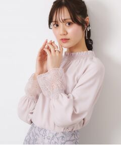 Couture Brooch / クチュールブローチ シャツ・ブラウス | 【大人可愛い・通勤】レースキャンディーシャーリングチュニック