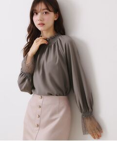 Couture Brooch / クチュールブローチ シャツ・ブラウス | 【大人可愛い・通勤】レースキャンディーシャーリングチュニック