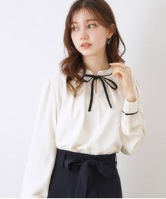 Couture Brooch / クチュールブローチ シャツ・ブラウス | 【レディ感UP・お仕事にも】配色リボンタイブラウス
