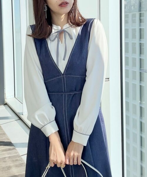 Couture Brooch / クチュールブローチ シャツ・ブラウス | 【レディ感UP・お仕事にも】配色リボンタイブラウス | 詳細10