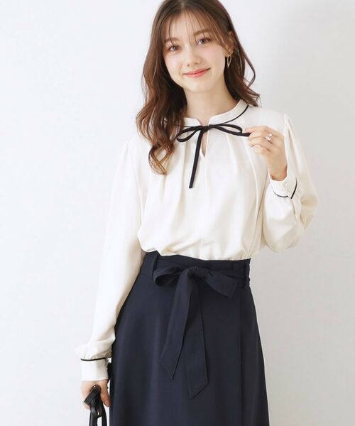 Couture Brooch / クチュールブローチ シャツ・ブラウス | 【レディ感UP・お仕事にも】配色リボンタイブラウス | 詳細14