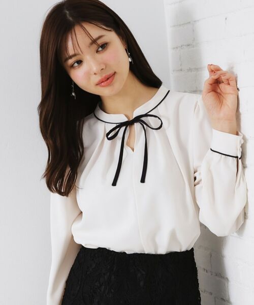 Couture Brooch / クチュールブローチ シャツ・ブラウス | 【レディ感UP・お仕事にも】配色リボンタイブラウス | 詳細19
