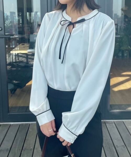 Couture Brooch / クチュールブローチ シャツ・ブラウス | 【レディ感UP・お仕事にも】配色リボンタイブラウス | 詳細21