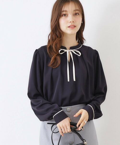 Couture Brooch / クチュールブローチ シャツ・ブラウス | 【レディ感UP・お仕事にも】配色リボンタイブラウス | 詳細25