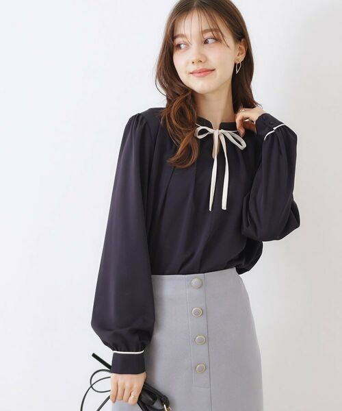 Couture Brooch / クチュールブローチ シャツ・ブラウス | 【レディ感UP・お仕事にも】配色リボンタイブラウス | 詳細26