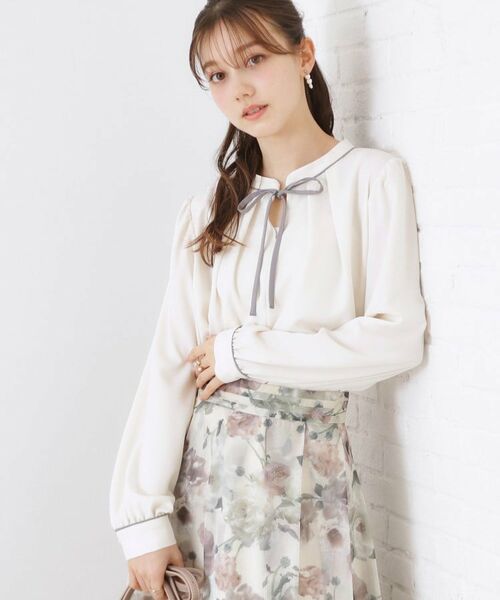 Couture Brooch / クチュールブローチ シャツ・ブラウス | 【レディ感UP・お仕事にも】配色リボンタイブラウス | 詳細4