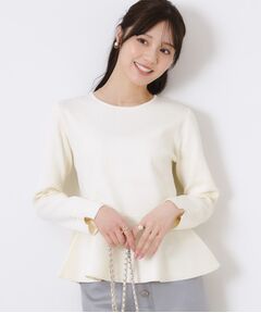 Couture Brooch / クチュールブローチ ニット・セーター | 【大人可愛い・通勤】バックパール調ペプラムニット