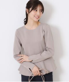 Couture Brooch / クチュールブローチ ニット・セーター | 【大人可愛い・通勤】バックパール調ペプラムニット