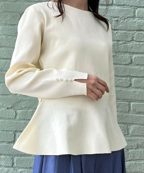 Couture Brooch / クチュールブローチ ニット・セーター | 【大人可愛い・通勤】バックパール調ペプラムニット | 詳細11