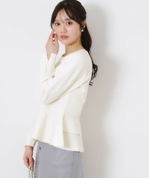 Couture Brooch / クチュールブローチ ニット・セーター | 【大人可愛い・通勤】バックパール調ペプラムニット | 詳細6