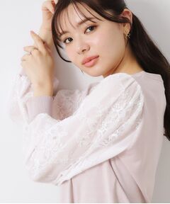 Couture Brooch / クチュールブローチ ニット・セーター | 【大人可愛い・フェミニン・通勤】袖レースドッキングニット