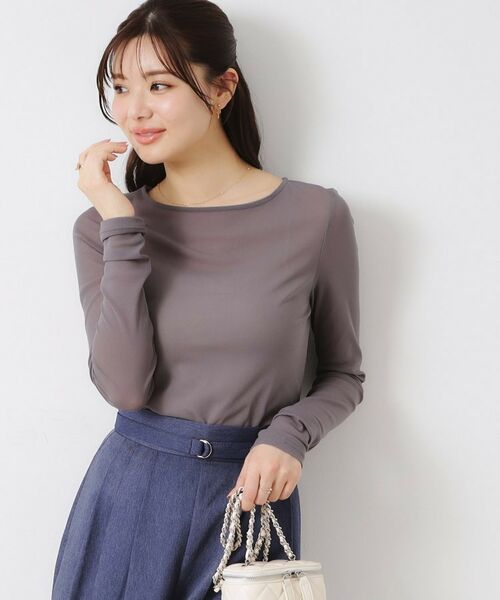 Couture Brooch/クチュールブローチ チュールクルーネックTシャツ グレー(012) 38 Couture Brooch/クチュールブローチ チュールクルーネックTシャツ グレー(012) 38
