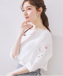 Couture Brooch / クチュールブローチ カットソー | 【接触冷感・洗える・UV機能付き・二の腕カバー】デイジー＆リボン エンブロドルマントップス