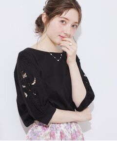 Couture Brooch / クチュールブローチ カットソー | 【接触冷感・洗える・UV機能付き・二の腕カバー】デイジー＆リボン エンブロドルマントップス