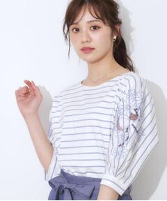 Couture Brooch / クチュールブローチ カットソー | 【接触冷感・洗える・UV機能付き・二の腕カバー】デイジー＆リボン エンブロドルマントップス