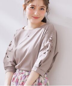 Couture Brooch / クチュールブローチ カットソー | 【接触冷感・洗える・UV機能付き・二の腕カバー】デイジー＆リボン エンブロドルマントップス