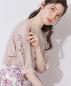 Couture Brooch / クチュールブローチ カットソー | 【接触冷感・洗える・UV機能付き・二の腕カバー】デイジー＆リボン エンブロドルマントップス