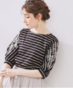 Couture Brooch / クチュールブローチ カットソー | 【接触冷感・洗える・UV機能付き・二の腕カバー】デイジー＆リボン エンブロドルマントップス