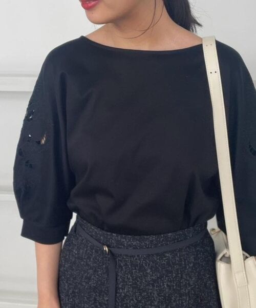 Couture Brooch / クチュールブローチ カットソー | 【接触冷感・洗える・UV機能付き・二の腕カバー】デイジー＆リボン エンブロドルマントップス | 詳細21