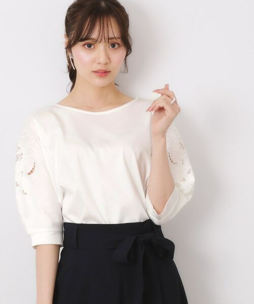 Couture Brooch / クチュールブローチ カットソー | 【接触冷感・洗える・UV機能付き・二の腕カバー】デイジー＆リボン エンブロドルマントップス | 詳細4