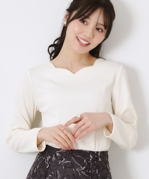 Couture Brooch / クチュールブローチ カットソー | 【新色あり/通勤/マシンウォッシャブル・アンチピリング機能付き】ハートネックテレコプルオーバー | 詳細5