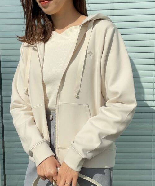 Couture Brooch / クチュールブローチ パーカー | 【大人可愛い・きれいめ】リボン刺繍ダンボールZIPフーディ | 詳細14