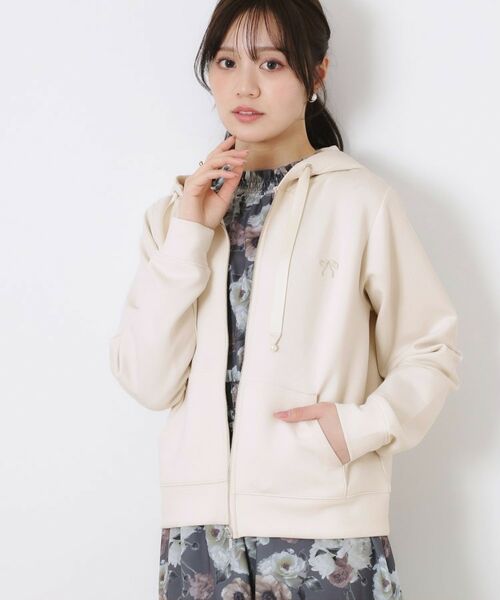 Couture Brooch / クチュールブローチ パーカー | 【大人可愛い・きれいめ】リボン刺繍ダンボールZIPフーディ | 詳細4