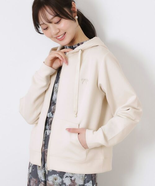 Couture Brooch / クチュールブローチ パーカー | 【大人可愛い・きれいめ】リボン刺繍ダンボールZIPフーディ | 詳細5