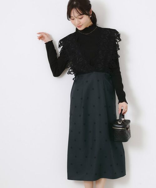 Couture Brooch / クチュールブローチ ロング・マキシ丈ワンピース | レースデザインドットジャンスカ | 詳細10