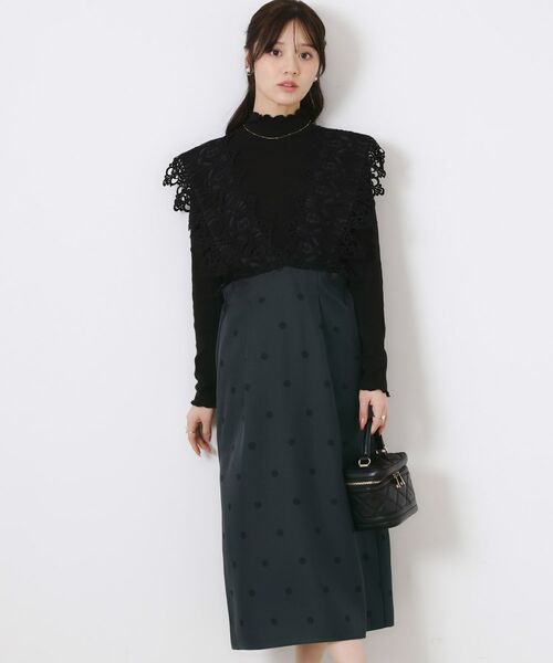 Couture Brooch / クチュールブローチ ロング・マキシ丈ワンピース | レースデザインドットジャンスカ | 詳細11